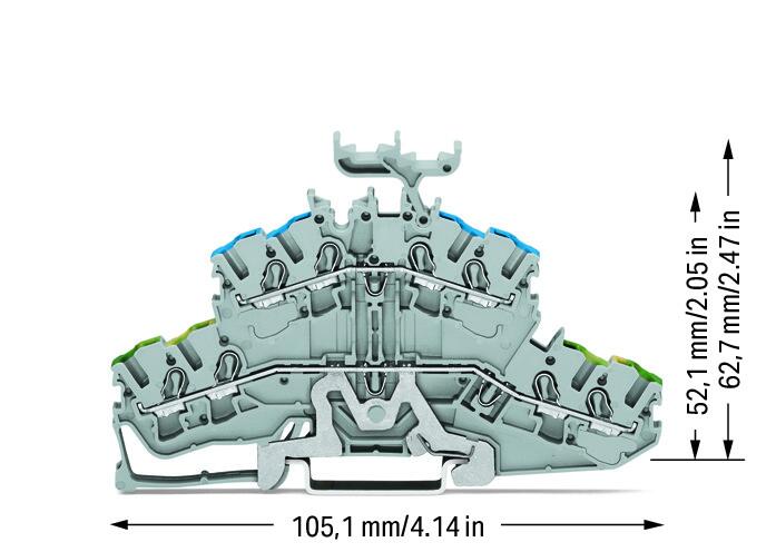 Wago 2002-2447 2-уровн. клемма, 0,25 - 2,5 (4) мм2, серая, PE/N