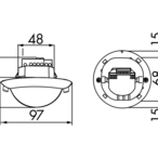 B.E.G. 92158 Потолочный датчик присутствия PD4-M-2C-DUO, цвет: Белый матовый, похожий RAL9010