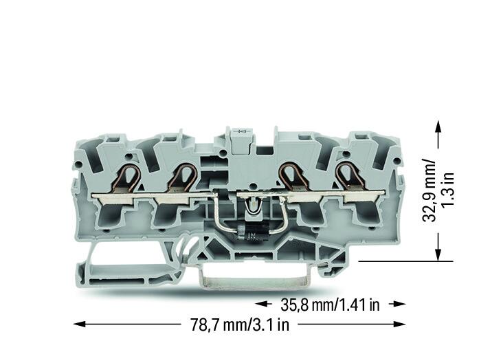 Wago 2004-1411/1000-401 4-пров. клемма с диодом, 0,5 - 4 (6) мм2, 1N5408