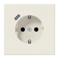 Jung LS 1520-18 C SCHUKO®-розетка 16 A 250 В ~, с зарядным устройством USB 1 x тип C, с дополнительной защитой,, Серия LS, слоновая кость
