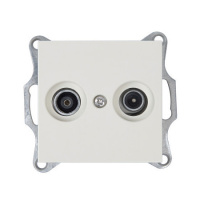 Jasmart Electric G6205V Розетка TV+FM ?9.5mm проходная с накладкой, цвет слоновая кость, G6205V