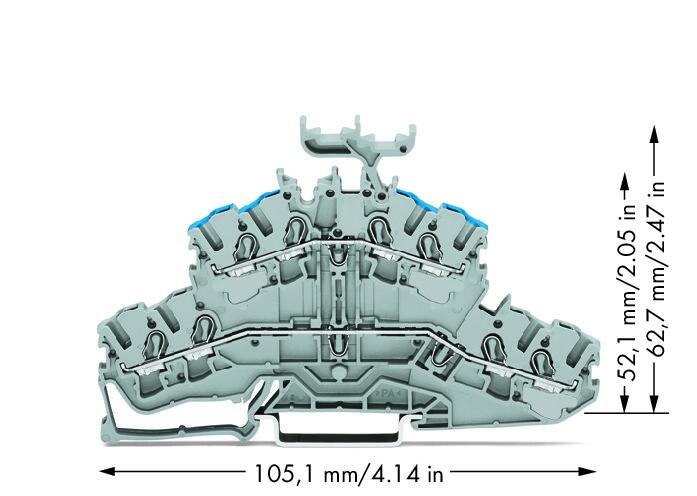 Wago 2002-2433 2-уровн. клемма, 0,25 - 2,5 (4) мм2, 4-пров., серая, L/N