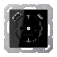 Jung A1520-15CASW Розетка 2К+З 16А 250В~, с разъемом  USB Typ AC