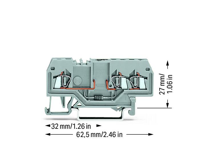 WAGO 279-673/281-410 3-пров. клемма с диодом, 0,08 - 1,5 мм2, 1N4007, цвет: Серый