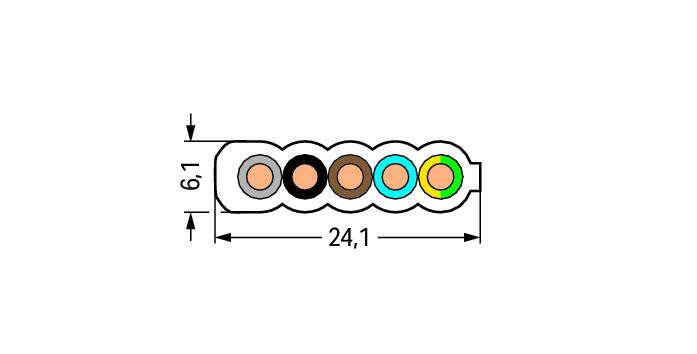 Wago 897-252 Плоский кабель 5X2,5Qмм, HFFR