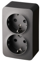 Jasmart Electric FS5504B Двухместная розетка Schuko со шторками, накладного монтажа, (цвет антрацит) 16A 250V~ 2P+T, FS5504B