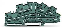 Wago 2003-6662 Multilevel installation terminal block, with oerating slots, 2.5 mm², Carrier terminal block without knife, L/L/PE, green-yellow lower deck, Push-in CAGE CLAMP®, 2,50 mm², gray