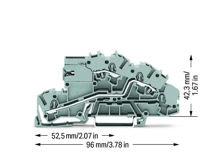 WAGO 2003-7659 2-уровн. клемма, 0,25 - 2,5 (4) мм2, подкл. к шине, серая, цвет: Серый