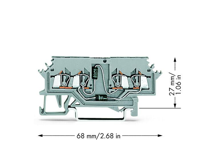 Wago 279-620/281-408 4-пров. клемма с диодом, 0,08 - 1,5 мм2, 1N4007(x2)