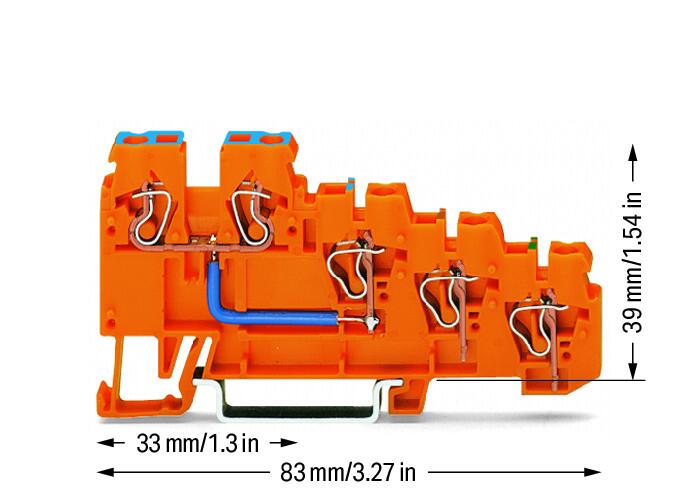 Wago 270-574 Клемма 4-пр. датчика, 2,5 мм2, оранжевая