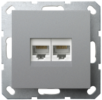 Jasmart Electric G6106S Интернет-розетка RJ45 двойная с накладкой, цвет Алюминий, G6106S