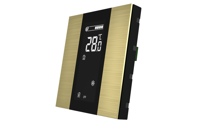 Interra ITR340-1213 iSwitch+ - 2-кнопочный KNX контроллер с ЖК-дисплеем, алюминий, шампань матовый