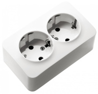 Jasmart Electric FS5504W Двухместная розетка Schuko со шторками, накладного монтажа, (цвет белый) 16A 250V~ 2P+T, FS5504W