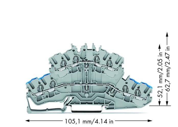 Wago 2002-2402 2-уровн. клемма, 0,25 - 2,5 (4) мм2, 4-пров., серая, N/L