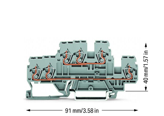 Wago 870-531 2-уровн. клемма клемма, 0,08 - 2,5 (4) мм2, L/L, 3-пров. клемма, серая