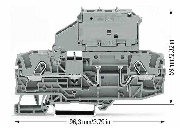 Wago 2006-1611 2-пр. клемма с держ. предохранителя 5x20 мм, 0,5 - 6 (10) мм2, без индик.