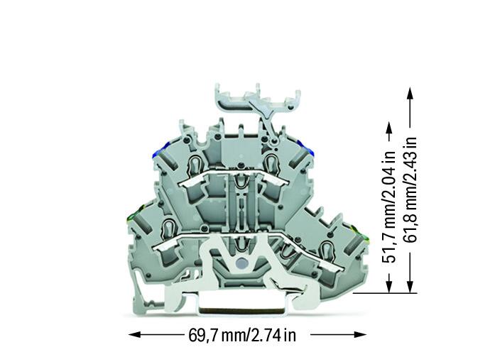 Wago 2002-2247 2-уровневая клемма, 2,5 (4) мм2, PE / N держ. марк., серая