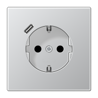 Jung AL1520-18C-L Розетка 2К+З 16А 250В~, с разъемом  USB Typ C, Алюминий (металл)