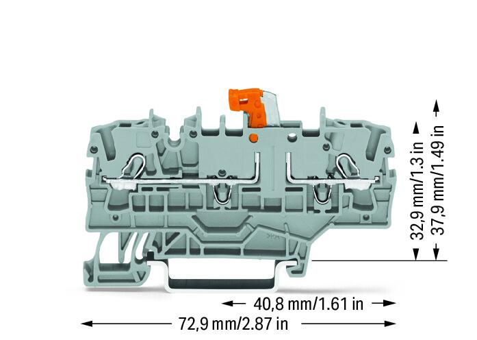 Wago 2002-1971 2-пров. клеммник с размыкателем, 0,25 - 2,5 (4) мм2, серый