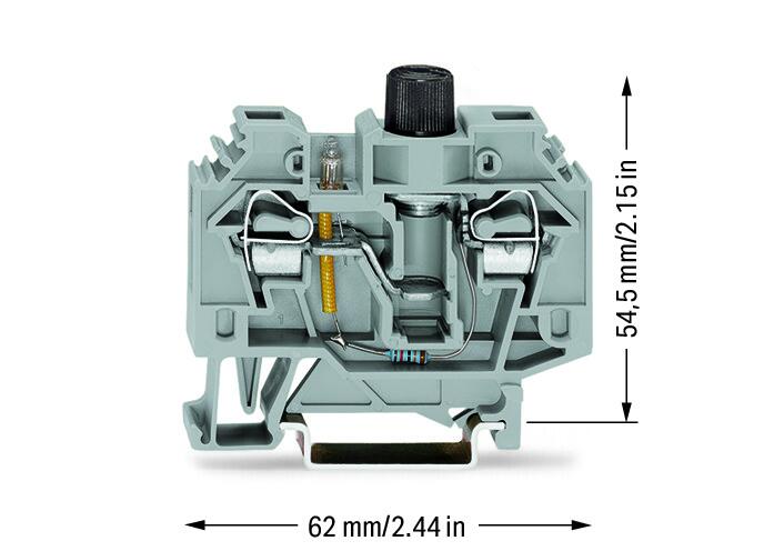 WAGO 282-124 2-пр. клемма с держ. предохранителя 5x20 мм, индик. 250 В
