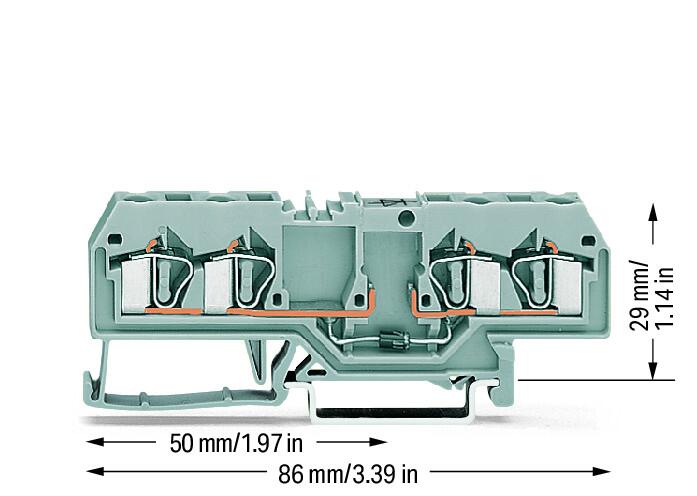 Wago 281-665/281-410 4-пров. клемма с диодом, 0,08 - 4 мм2, 1N4007