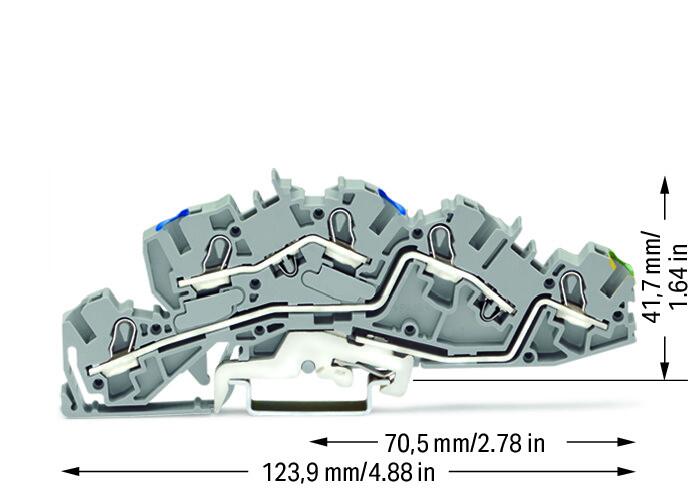 Wago 2005-7646 3-уровн. клемма, 0,5 - 4 (6) мм2, N/L/PE, серая