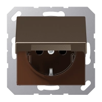 Jung A 1520 BFKIKL MO SCHUKO®-розетка, 16 A 250 В ~, с дополнительной защитой,, hinged lid, thermoplastic lacquered, Серия A, цвет мокко