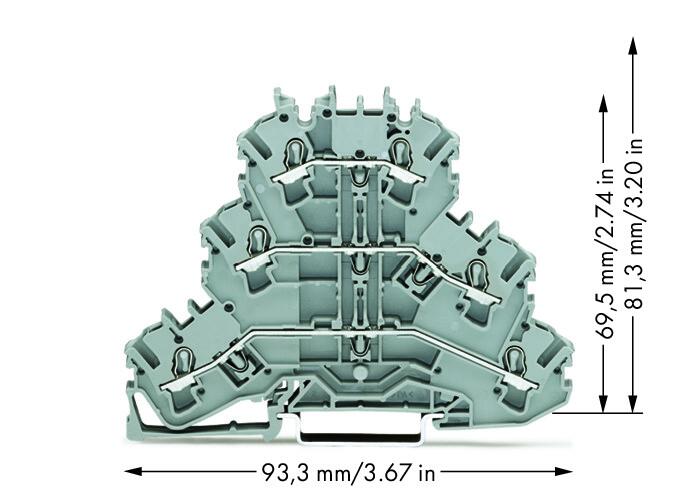 Wago 2002-3201 3-уровн. клемма, 0,25 - 2,5 (4) мм2, серая, L/L/L