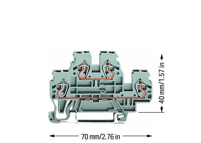 Wago 870-501 2-уровневая клемма, 0,08 - 2,5 (4) мм2, L/L, серая