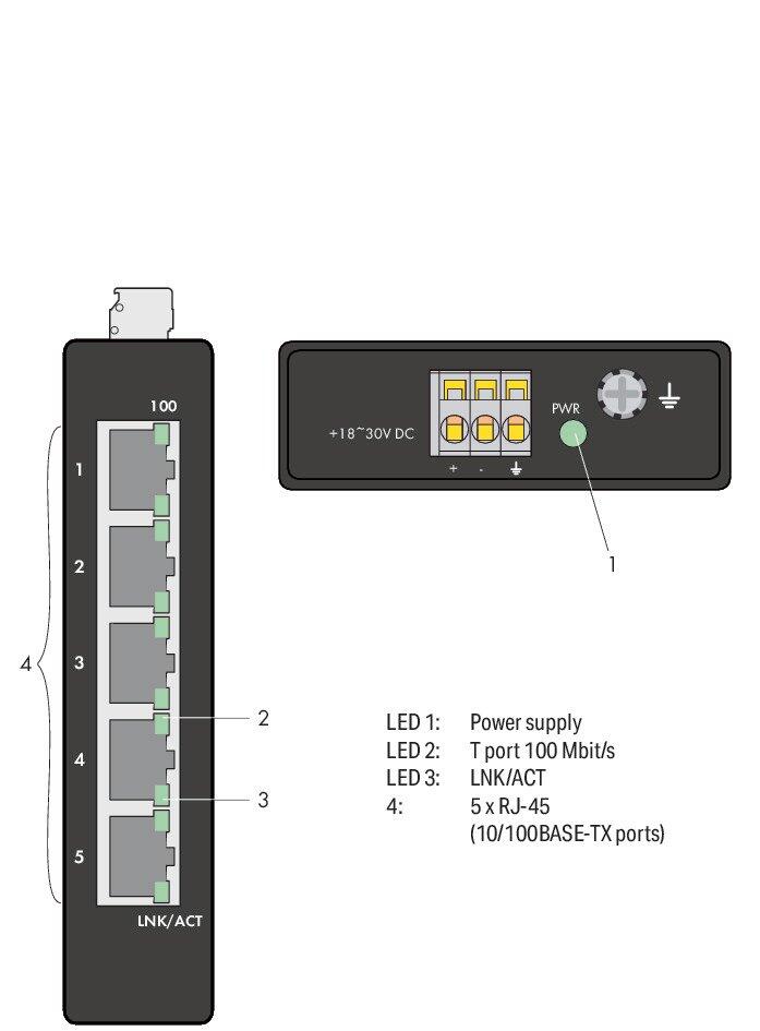 WAGO 852-111 Промышленный коммутатор, Eco, 5 x 100BASE-TX