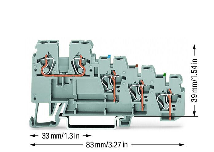 Wago 270-570 Клемма 4-пр. датчика, 2,5 мм2, серая