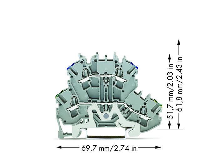 Wago 2002-2217 2-уровн. клемма, 0,25 - 2,5 (4) мм2, серая, L/PE