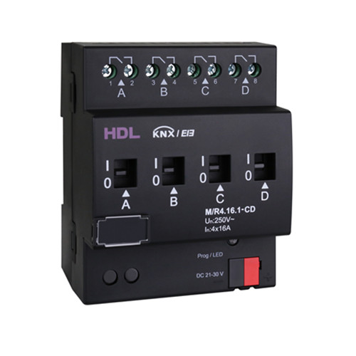 HDL M/R4.16.1-CD DIN реле, 4-канальное, 16A на канал с детекцией тока, KNX
