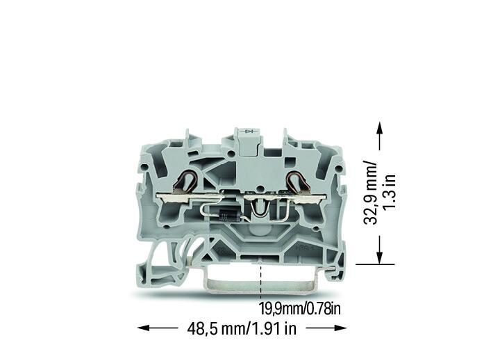 Wago 2002-1211/1000-410 2-пров. клемма с диодом, 0,25 - 2,5 (4) мм2, 1N4007