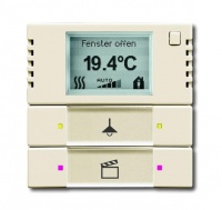 ABB 6128/01-82-500 Терморегулятор KNX с дисплеем и сенсором, 2/4-клавишный, слоновая кость, цвет: Белый, оттенок: Слоновая кость