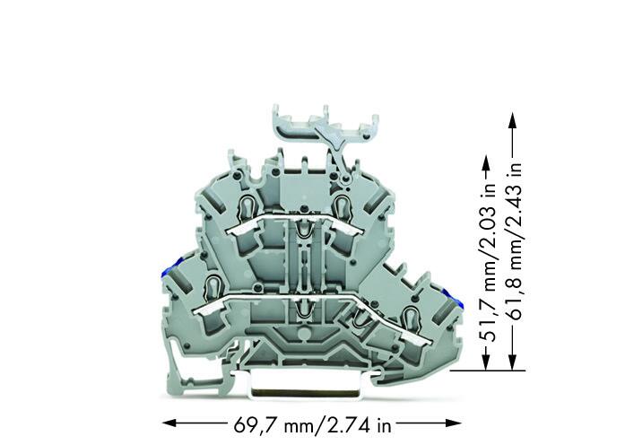Wago 2002-2232 2-уровн. клемма, 0,25 - 2,5 (4) мм2, серая, N / L, держ. марк.