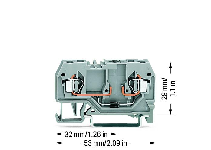 Wago 280-915/281-411 2-пров. клемма с диодом, 0,08 - 2,5 мм2, 1N4007