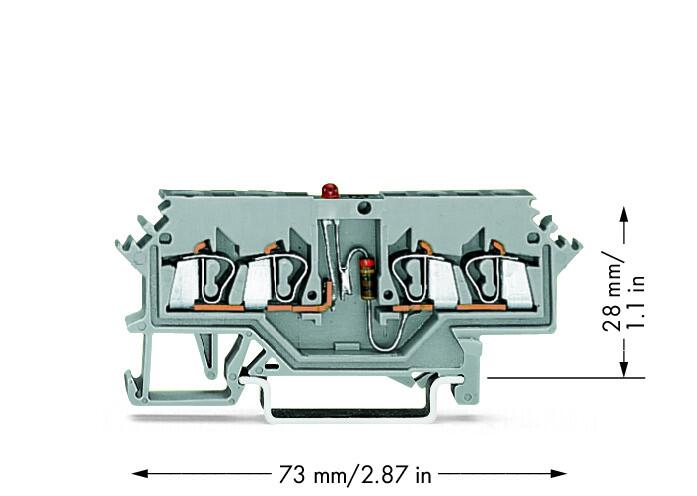 Wago 280-624/281-434 4-пров. клемма со светодиодом С красным светодиодом