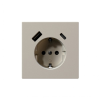 Jasmart Electric FD5501USB-25SH Розетка SCHUKO© с USB A+C с защитными шторками 16A 250V~ 2P+T USB 25W, цвет Сахара, FD5501USB-25SH