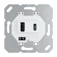 Jung USB15CAWW USB-зарядное устройство, USB тип А + USB тип С, выходной ток 3000 mA; белый; универсальные встраиваемые механизмы