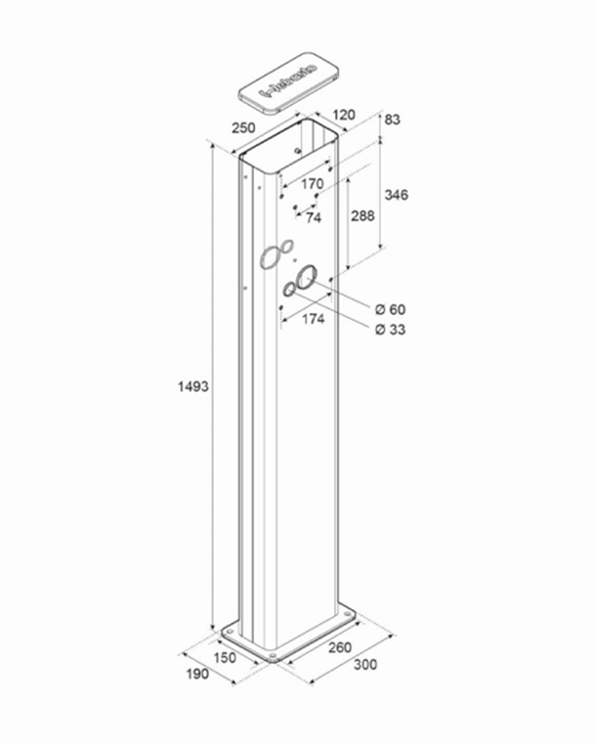 Webasto 100-001-00007 Стойка зарядной станции для Webasto Pure/Live DUO