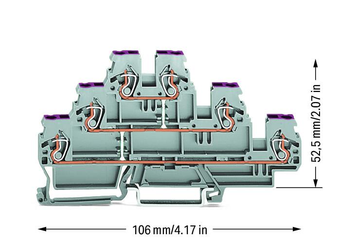 Wago 870-556 3-уровн. клемма, 0,08 - 2,5 (4) мм2, серая L