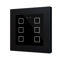 Zennio ZVIFR55X6A Flat RGB 55 X6. Емкостный сенсорный переключатель с RGB-подсветкой (55 x 55 мм), 6 кнопок, антрацит