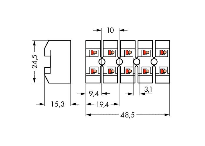 Wago 272-754/100-000 разъем 2x2,5qмм / 0,5qмм + 2,5qмм, 4-полюсный