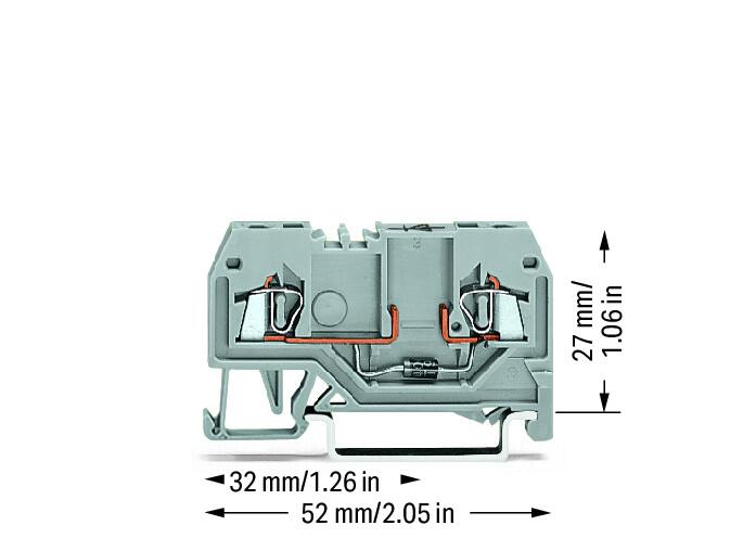WAGO 279-915/281-410 2-пров. клемма с диодом, 0,08 - 1,5 мм2, 1N4007, цвет: Серый