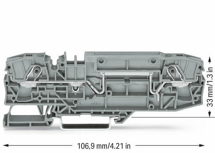 Wago 2006-8601 2-пров. проходной клеммник, 0,5 - 6 (10) мм2, профильный, серый