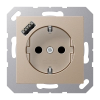 Jung A 1520-18 A CH SCHUKO®-розетка 16 A 250 В ~, with USB charger 1 x type A, с дополнительной защитой,, Серия A, цвет шампанского