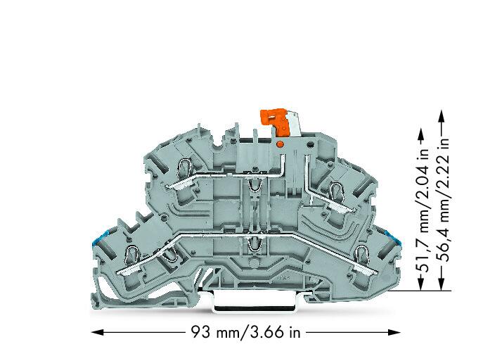 Wago 2002-2672 2-уровн. клеммник с размыкателем, 0,25 - 2,5 (4) мм2, N/L, серый