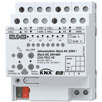 Jung 2504 REGHE Актуатор жалюзи KNX, 4-местный, 110–230 В переменного тока, 2-местный, 12–48 В постоянного тока
