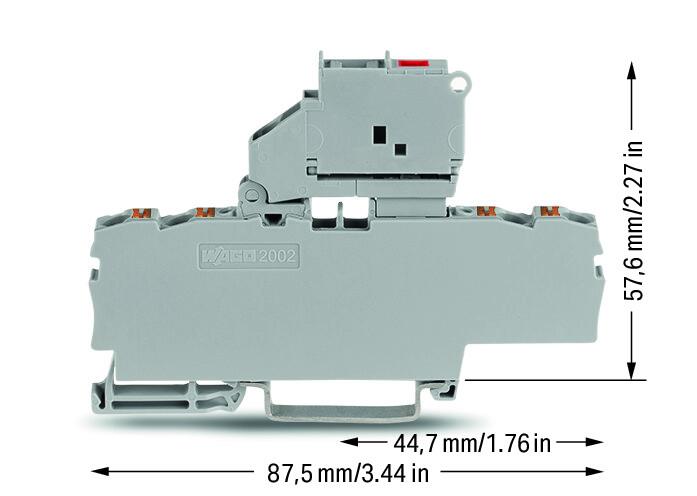 Wago 2202-1811/1000-541 4-проводная клемма с предохранителем с поворотным патроном предохранителя с концевой пластиной, серые